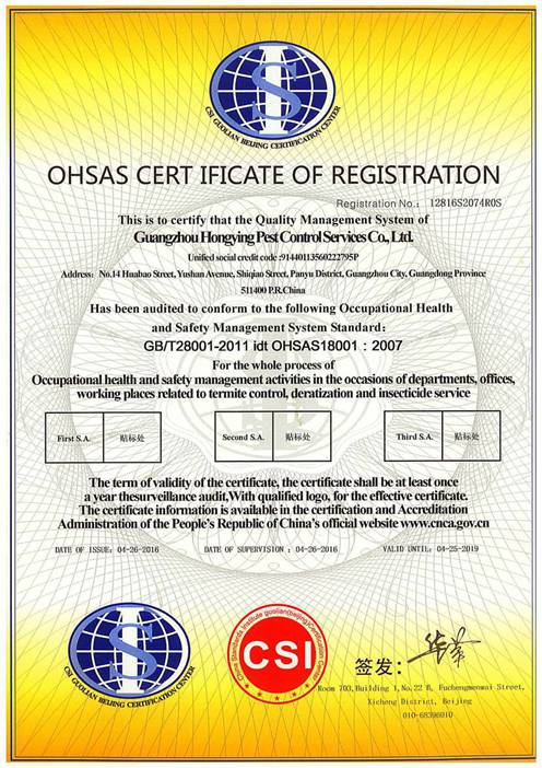 OHSAS SERT IFICATE OF